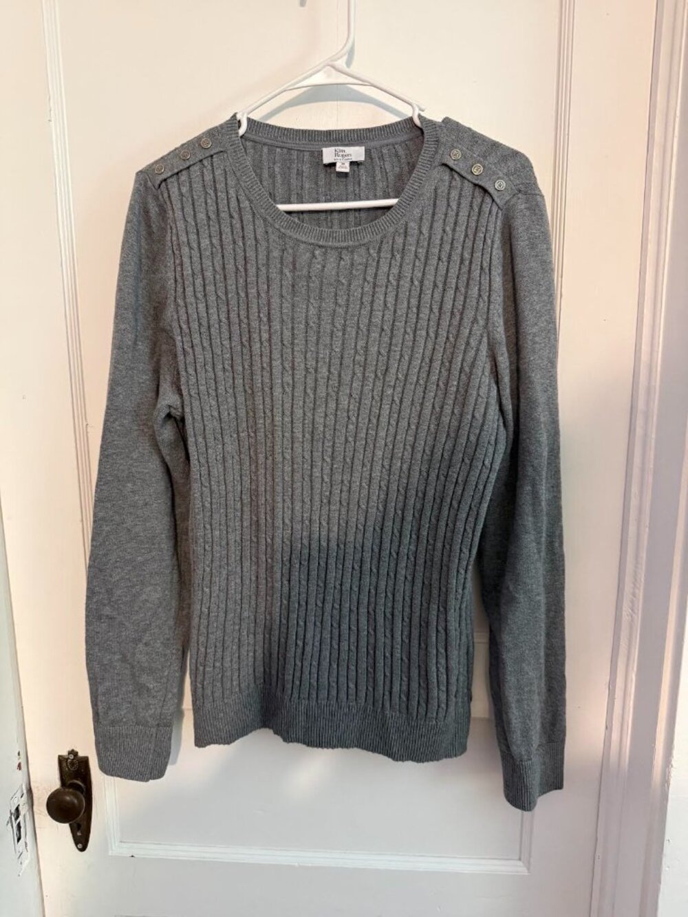 Cable Knit Button Shoulder Sweater